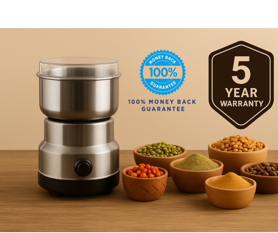 Electric Stainless Steel Mini Grinder(5 YEAR WARRANTY) – (300W, Stainless Steel)