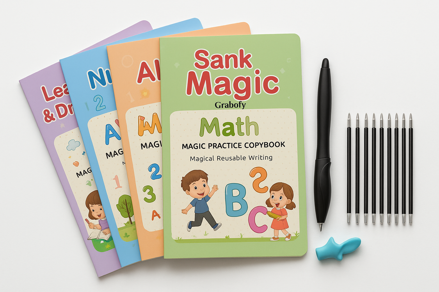 Sank Magic Practice Copybook (4 BOOKS,1 PEN,1 GRIP,10 REFILL)