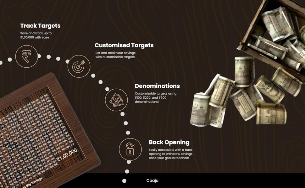 1 Lakh Wooden Money Saving Box – Premium Carved Piggy Bank with Marker