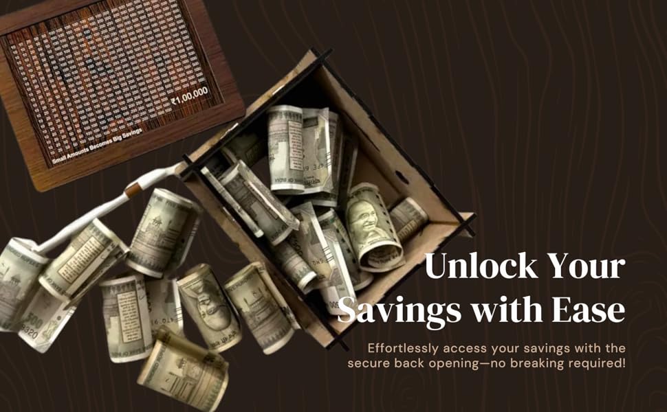 1 Lakh Wooden Money Saving Box – Premium Carved Piggy Bank with Marker