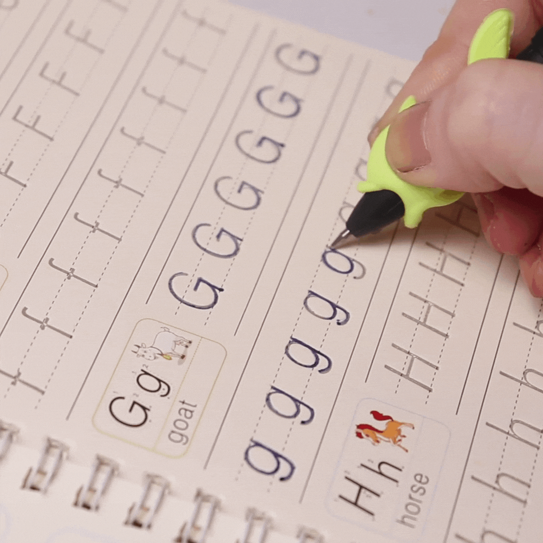 Sank Magic Practice Copybook – Reusable Handwriting Book for Kids (4 Books + Magic Pen)